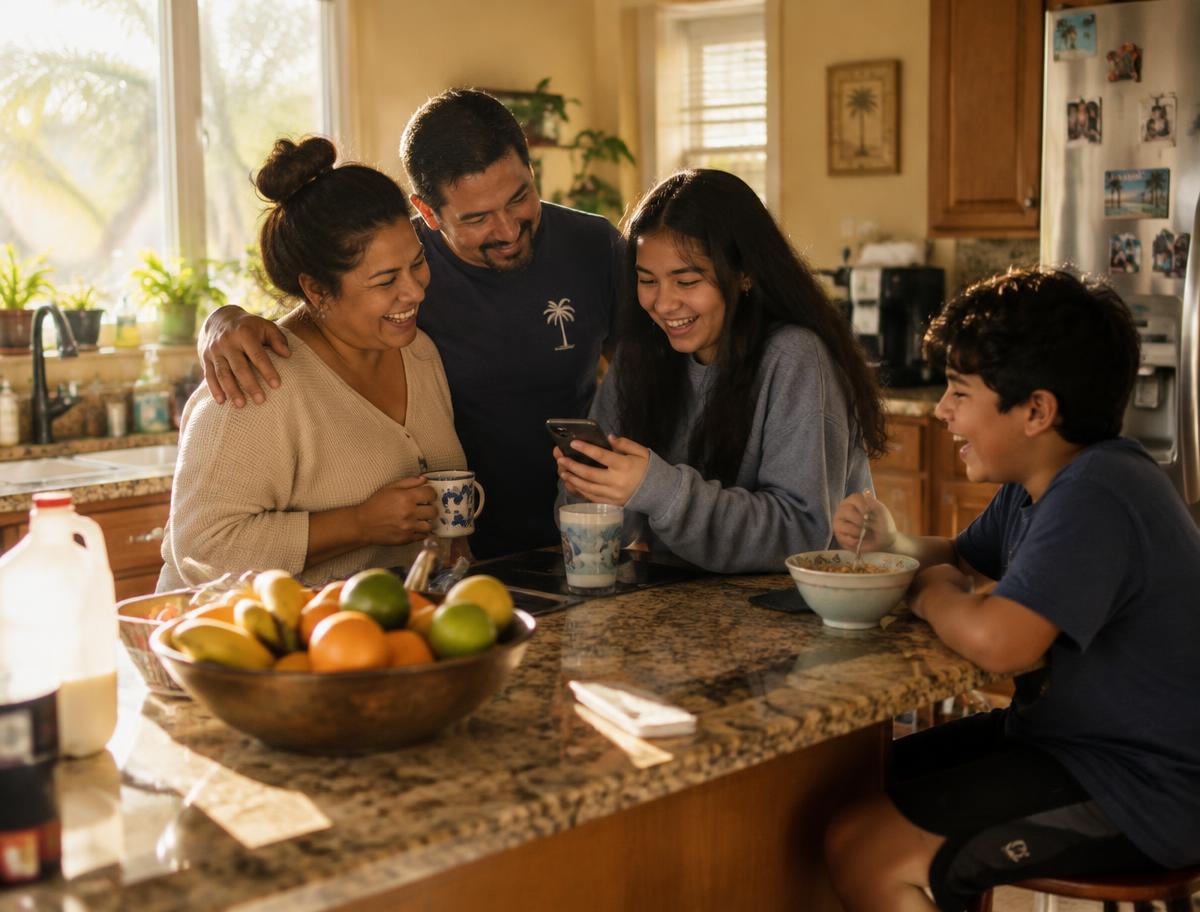 Family relaxing at home